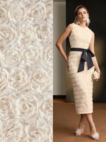 MOTF Soiréza 贴花撞色大蝴蝶结腰部鸡尾酒会礼服 - 米色 - 查看 10