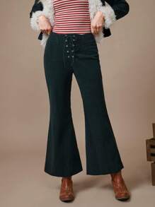 WESTFADE High Rise Lace Up Bow Cropped Flared Pants Western Nashville Outfits