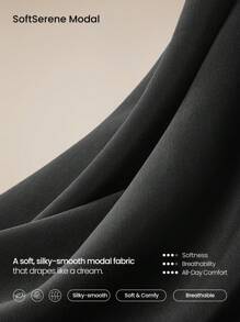 GLOWMODE Modal Silky Smooth Oversized V-Neck Hip Length Long Sleeve Sweatshirt With Thumbholes Daily Casual  Spring Summer - Black - View 4