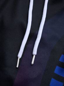 Manfinity Sport Corelite Bộ đồ thể thao nam kiểu Boyfriend gồm áo tank top cổ chữ V in số và quần short, thích hợp cho tập gym và tập luyện. - màu đen - Xem 5