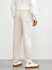 Manfinity VCAY Herren Lässig lang gerade gewebte Hosen für den täglichen Gebrauch - Khaki - Übersicht 2