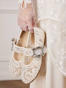 CUCCOO HITCHD Women Round Toe Comfortable Lace Flat Shoes, White - White - View 7