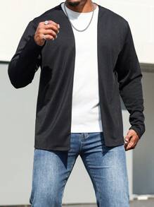 Manfinity Homme Plus Size Men's Solid Color Long Sleeve Simple Design Casual Shirt