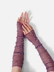 SHEIN SXY Women's Fashionable Glitter Crystal Decorated Arm Sleeve - Purple - View 6