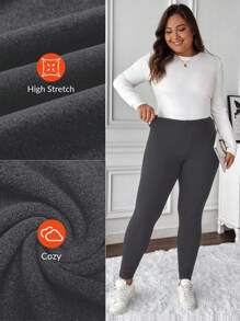 SHEIN CURVE+ Plus Size Women Rhinestone Mesh Long Sleeve Bodysuit, Suitable For Party And Events - Dark Grey - View 3