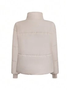 Giddy West Giddy West Women's Solid Color Graphene Zip-Up Long Sleeve Padded Padded Coat, Winter Clothes - Apricot - View 2