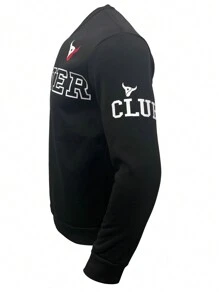 Manfinity Sport Corelite Sudadera casual de cuello redondo con gráfico de letra, estilo de novio, para otoño