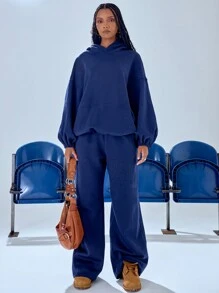 MUSERA 超大宽松连帽卫衣 - 藏蓝色 - 查看 4