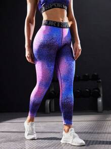 Powerista Women's Letter Print Patchwork Minimalist Casual Sports Leggings