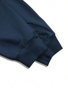 Manfinity Hypemode Men's Letter Print Round Neck Long Sleeve Casual Pullover Sweatshirt, Autumn/Winter - Blue - View 3