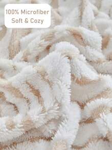 2 件驼色斑马条纹羊羔绒枕套，简约现代涤纶毛绒舒适保暖枕套，适合秋冬季 - 卡其色 - 查看 5