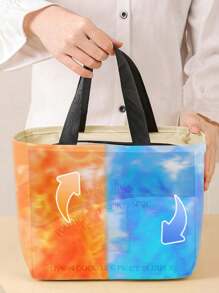 1 件便携式保温午餐袋，可爱卡通印花防水可重复使用午餐盒，防漏加厚保温手提袋，适用于旅行野餐户外学校工作露营办公室，适合女性男性学生旅行必需品学校用品大学必需品午餐盒袋，适合假期 - 黑色 - 查看 5