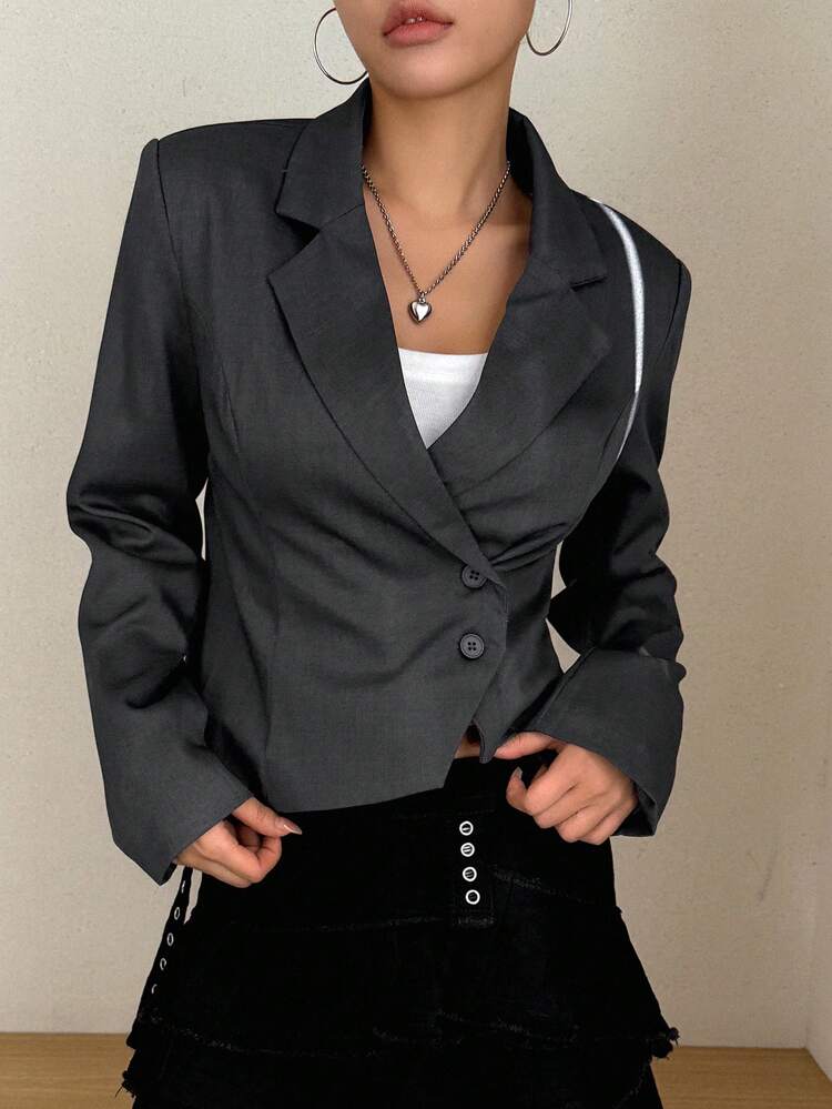 Women Asymmetrical Asymmetric Hem Design Blazer,Fall Clothes Business Attire