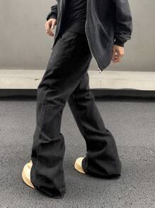 Manfinity Hypemode 男式休闲口袋细节牛仔裤 - 灰色 - 查看 6