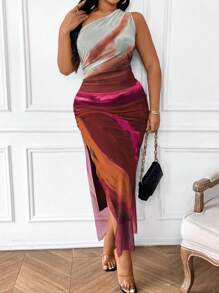 Celure Đầm Maxi Không Tay In Họa Tiết Tie Dye Sang Trọng Cỡ Lớn Cho Nữ - Nhiều màu - Xem 1