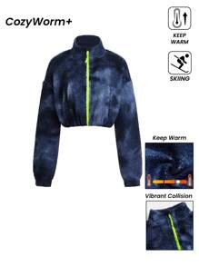 Innovista Veste polaire femme tie-dye à collision vibrante pour sports de plein air, veste polaire pour randonnée, alpinisme et sports, vestes de ski, chaude pour l'extérieur, veste polaire, veste d'hiver femme, veste zippée