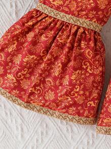 SHEIN Baby Girls Crew Neck Sleeveless Top And Long Pants Casual Outfit Set - Burgundy - View 6