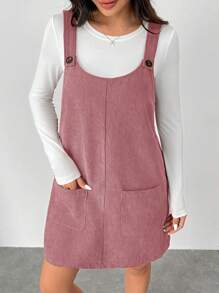 SHEIN EZwear Autumn New Corduroy Strap Women Dress