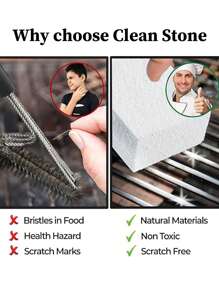 1块烧烤炉清洁砖，烧烤刮刀清洁石，多功能可切割污渍和油渍清洁刷，适用于炉灶、水槽、餐具、煎锅、烧烤网清洁，厨房、浴室、家居用品 - 白色厨房装饰 - 白色 - 查看 3