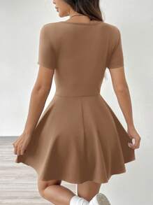 SHEIN EZwear Khaki Knit Mini Dress For Women