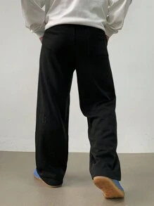 DAZY Men's Solid Color Pocket Straight Loose Casual Pants, Versatile Men Joggers - Black - View 2