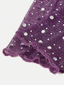 SHEIN SXY Women's Fashionable Glitter Crystal Decorated Arm Sleeve - Purple - View 8