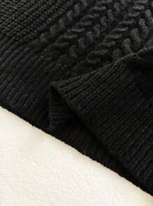 Celure Plus Size Women Solid Color Sexy Open Shoulder Vintage Cable Knit Sweater, Autumn/Winter