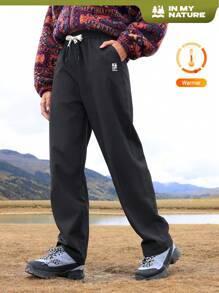 In My Nature 女士休闲百搭纯色抽绳腰登山裤 - 黑色 - 查看 1