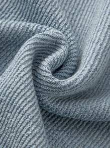 Manfinity Mode Plus Size Men Front Button Long Sleeve Simple Casual Polo Shirt, Fall - Dusty Blue - View 7