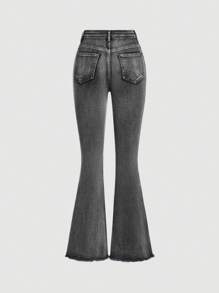 SHEIN Girlism Teen Girls Flared Jeans, Suitable For Everyday Wear In Summer