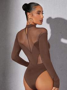 Hauture 女士纯色立领网眼拼接长袖紧身衣