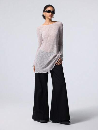 LYSMO 女士休闲圆领长袖短裙，日常穿着