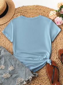 INAWLY Camiseta de mujer de cuello redondo, de estilo minimalista, para uso diario casual, con estampado gráfico