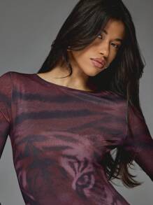 MISSGUIDED Tiger Print Long Sleeves Bodycon Mini Dress - Multicolor - View 6