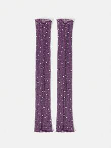 SHEIN SXY Women's Fashionable Glitter Crystal Decorated Arm Sleeve - Purple - View 9