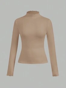 SHEIN EZwear 2 件黑色和卡其色修身长袖休闲 T 恤，秋冬款 - 彩色 - 查看 8