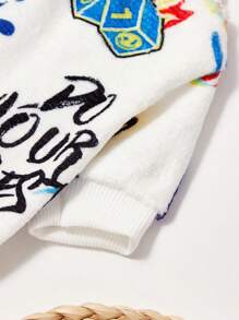 PETSIN 1 قطعة بلوزة قطنية دافئة مطبوعة بتصميم أنيق للكلاب والقطط بدون قبعة - متعدد الألوان - مشاهدة 3