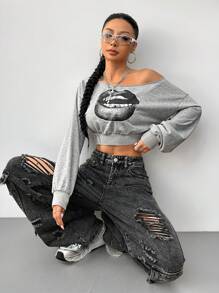 Coolane Women's   Spring/Winter Sport Casual One Shoulder Loose Sweatshirt Graduation,Back To School Outfits,Graduation,Teacher Outfits For Women,Back To School