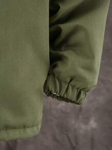 SHEIN 男童休闲简约朴素羊毛户外夹克 - 軍綠色 - 查看 6