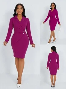 SHEIN Unity Women's 2 In 1 Bodycon Dress - Mauve Purple - View 3