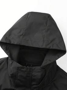 Manfinity Homme 男士纯色拉链休闲连帽夹克秋季外出黑色长袖夹克，适合朋友、丈夫、男朋友的礼物 - 黑色 - 查看 6