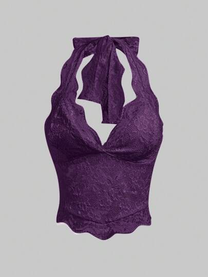 ROMWE Fairycore قميص نسائي بسيط بطرف زهري على الياقة من الدانتيل، للاستخدام اليومي العادي