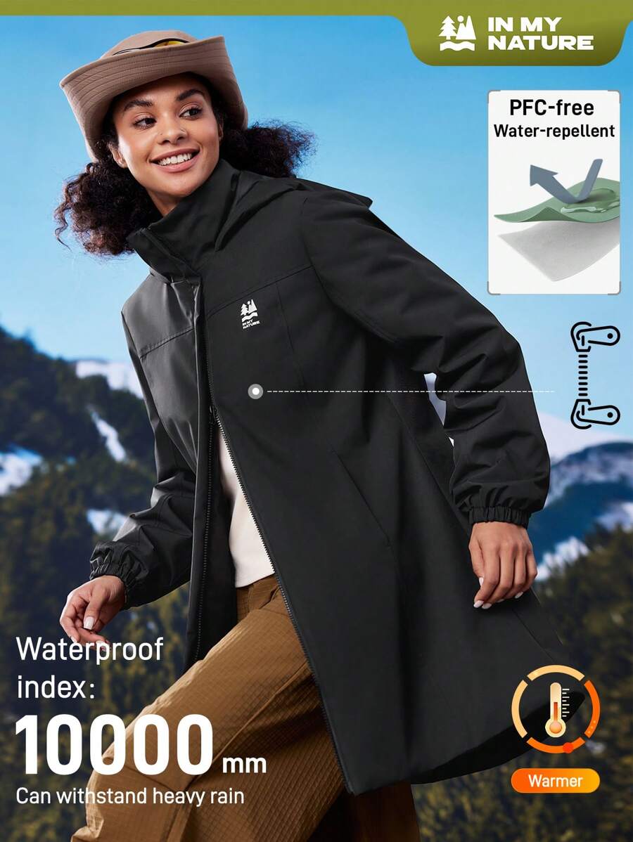 In My Nature Women's Hooded Water-Resistant Padded Coat With Cinched Waistwinter Women Tops - Black - View 1