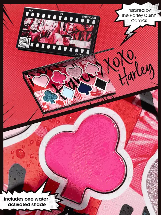 Harley Quinn X SHEGLAM Paleta De Cores Mad Love Paleta Multiuso Glitter Shimmer PigmentaçãO Uniforme Marca Beleza Maquiagem Maquiagens CosméTico Para Mulheres E Garotas Perfeito Para Primavera E VerãO Ideal Para Y2K Moda Elegante Adequado Para AniversáRio Prenda Festa De Pronto Melhor Cor - Multicolorido - Visão 5