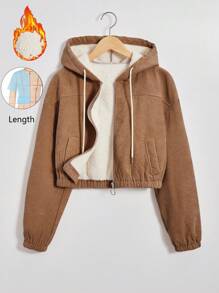 GlowEve Corduroy Lined Hooded Long Sleeve Jacket Fall Winter Cloth For Women