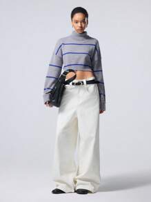 LYSMO Women's Striped Turtleneck Cropped Sweater, Casual Everyday Wear