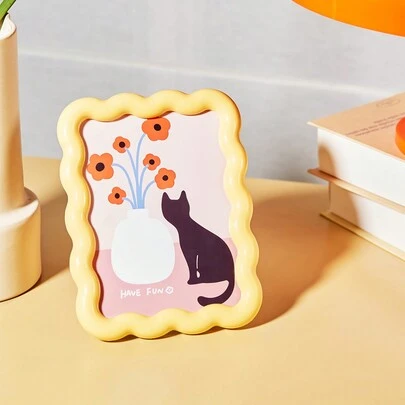 Joivida 1 khung ảnh sóng vàng, đặt ảnh, trang trí phòng khách, có thể dùng làm quà sinh nhật, trang trí bàn Rama, quà tân gia, đồ dùng cần thiết trong ký túc xá, trang trí nhà nghỉ B&B