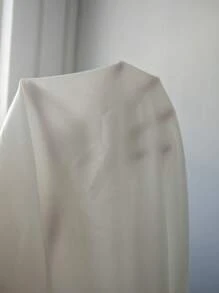 SHEIN x Carly Lawrence Calvaya 白色简约不对称下摆衬衫，长袖上衣 - 白色 - 查看 7