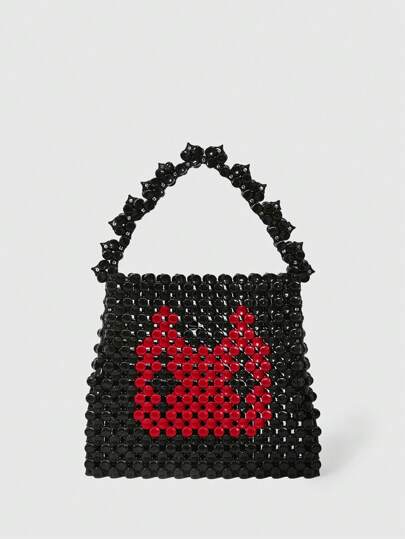 Goth Solid Color Patchwork Handbag Casual Tote Purse Valentines