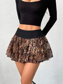 SHEIN EZwear Women's Solid Color Splicing Pleated Minimalist Skirt, Casual Everyday Wear